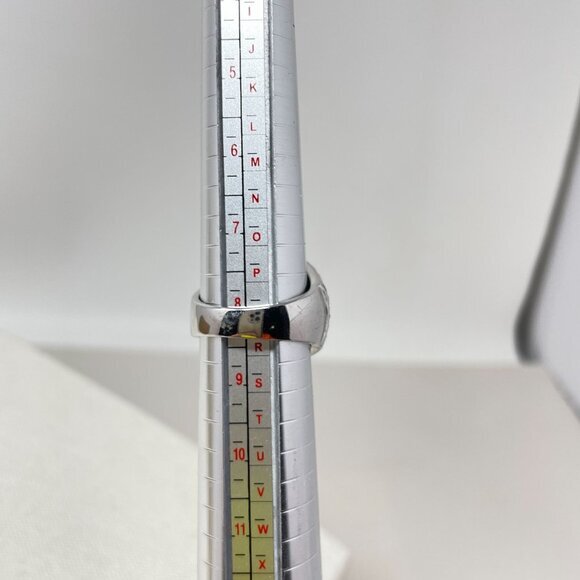 Enamel Zebra Print Cocktail Ring Black Silver-Tone Size 8 Dome Tapered - Picture 6 of 6